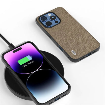 ABEEL For iPhone 16 Pro Max Case TPU+Genuine Cow Leather Protective Phone Cover