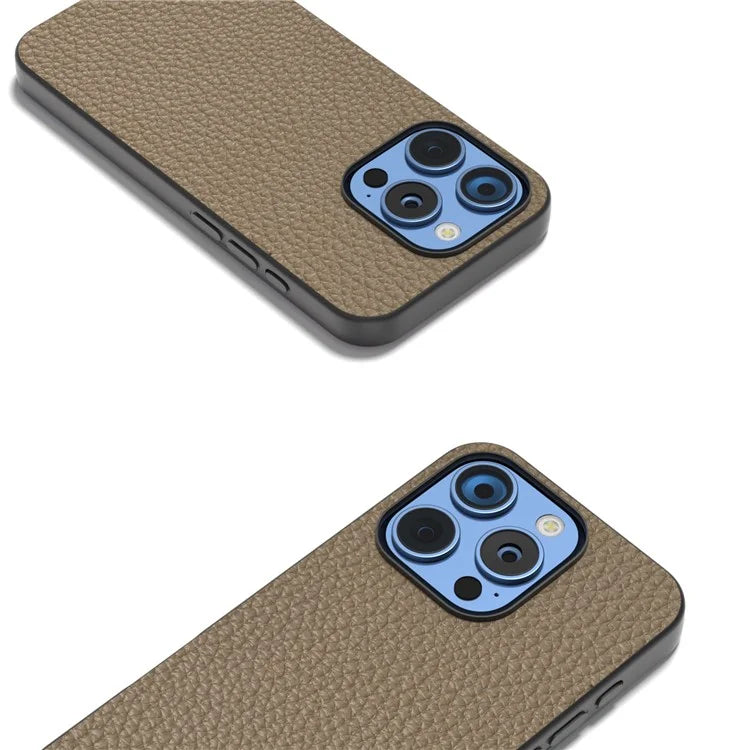 ABEEL For iPhone 16 Pro Max Case TPU+Genuine Cow Leather Protective Phone Cover
