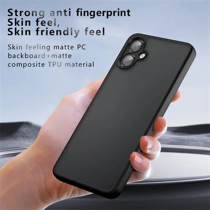 For Samsung Galaxy A06 Case Skin-Touch TPU+PC Matte Phone Shell, Transparent Black
