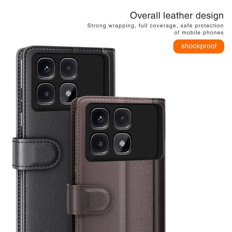 For Xiaomi Redmi K70 Ultra Case Genuine Split Leather Phone Cover Wallet Card Slot