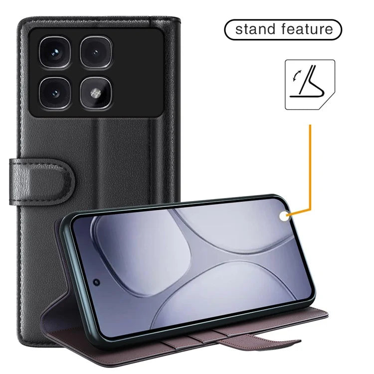For Xiaomi Redmi K70 Ultra Case Genuine Split Leather Phone Cover Wallet Card Slot