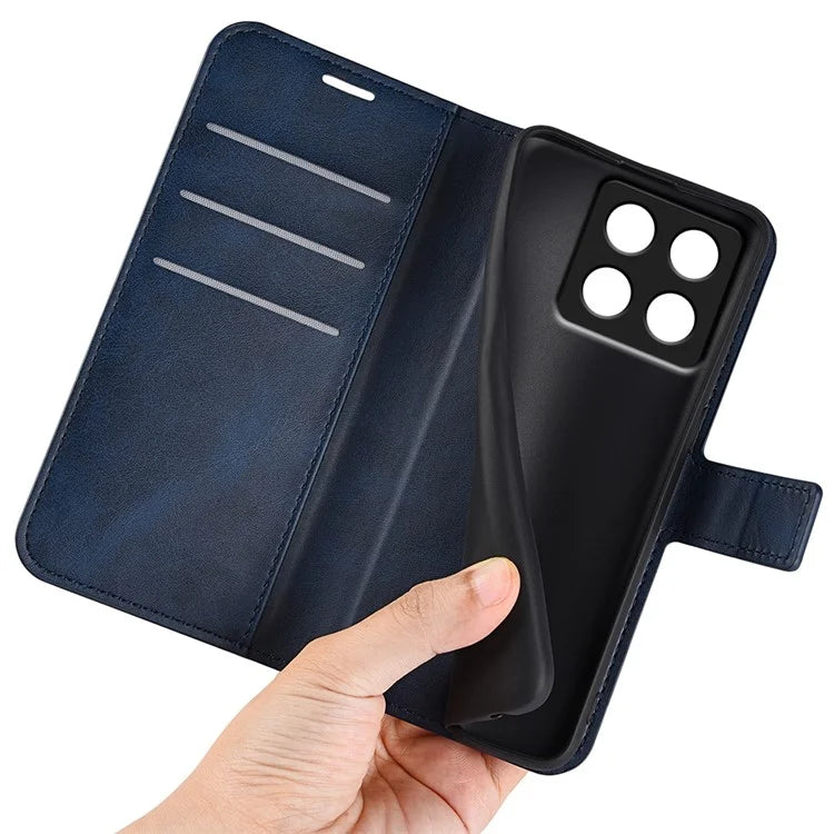 For Xiaomi 14T Stand Case Anti-Scratch Calf Texture Leather Phone Cover