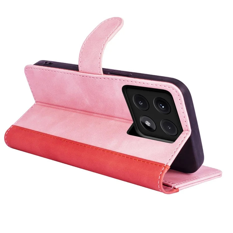 For Xiaomi 14T Wallet Case Leather Phone Cover Splicing Color