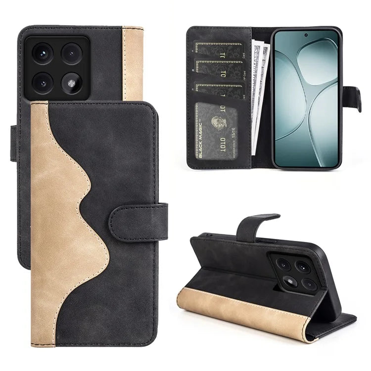 For Xiaomi 14T Wallet Case Leather Phone Cover Splicing Color