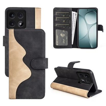 For Xiaomi 14T Wallet Case Leather Phone Cover Splicing Color