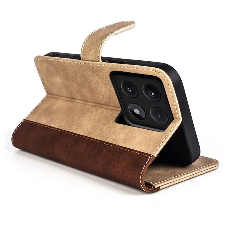 For Xiaomi 14T Wallet Case Leather Phone Cover Splicing Color