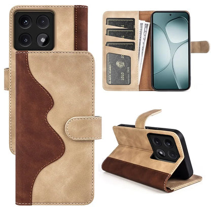 For Xiaomi 14T Wallet Case Leather Phone Cover Splicing Color
