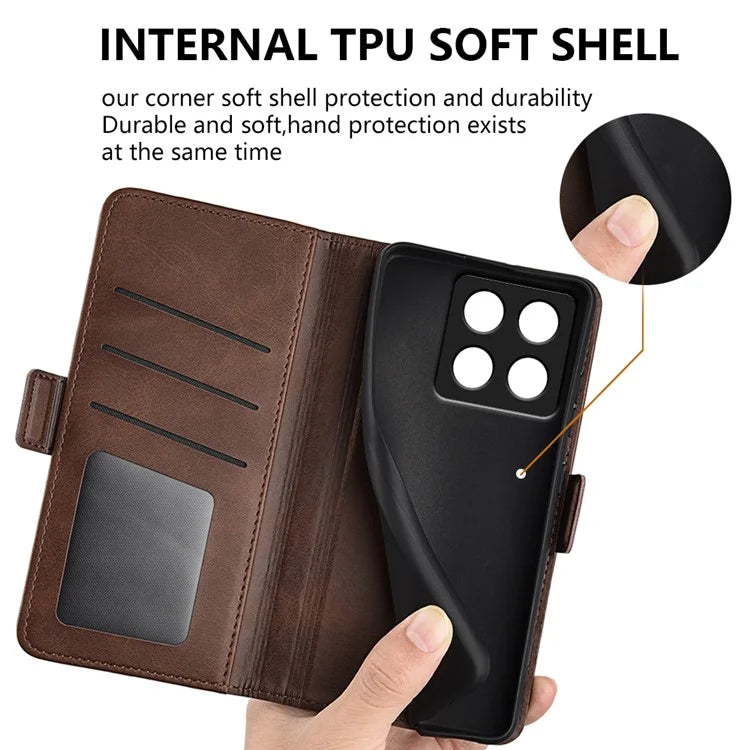 For Xiaomi 14T Stand Case Calf Texture Leather Wallet Phone Cover