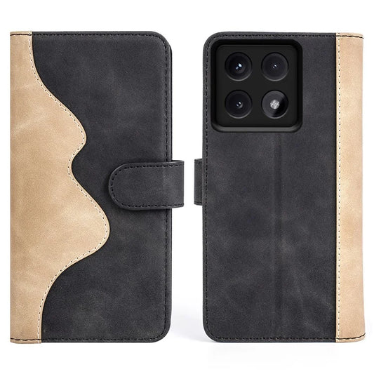 For Xiaomi 14T Pro Wallet Case Leather Phone Cover Splicing Color