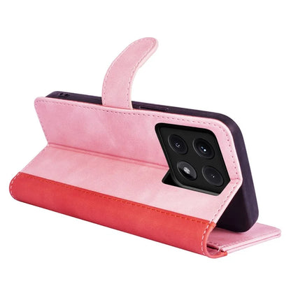 For Xiaomi 14T Pro Wallet Case Leather Phone Cover Splicing Color