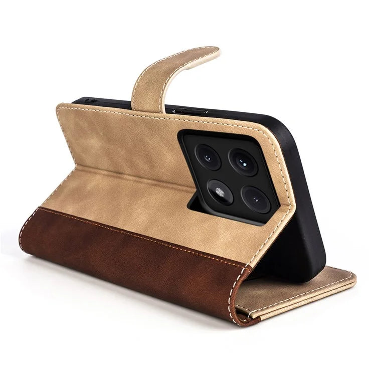 For Xiaomi 14T Pro Wallet Case Leather Phone Cover Splicing Color