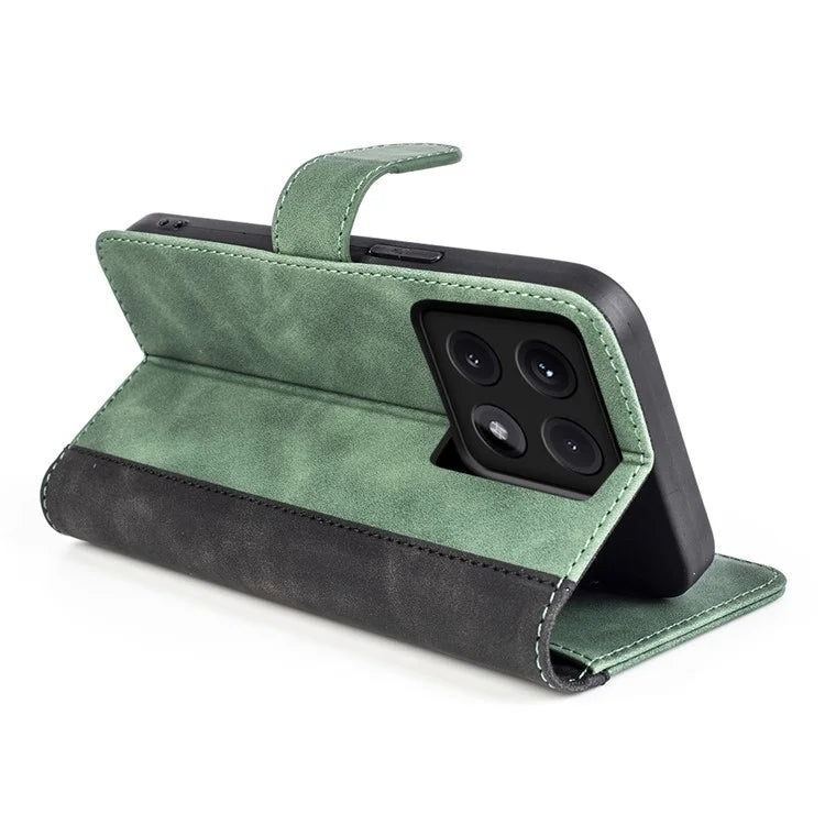 For Xiaomi 14T Pro Wallet Case Leather Phone Cover Splicing Color