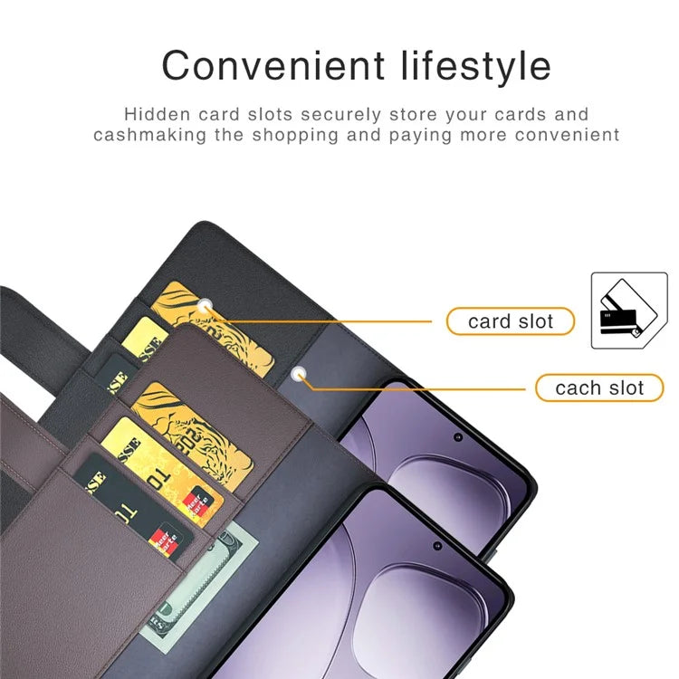 For Xiaomi 14T Pro Case Genuine Split Leather Phone Cover Wallet Card Slot