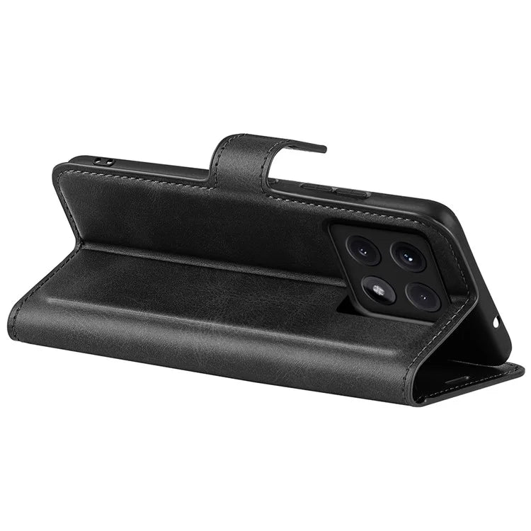 For Xiaomi 14T Pro Stand Case Anti-Scratch Calf Texture Leather Phone Cover