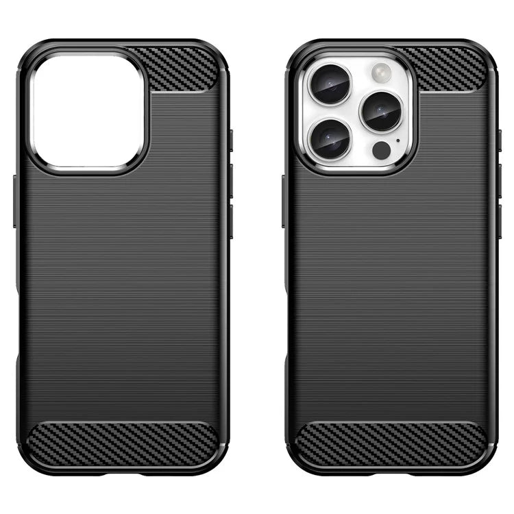 For iPhone 16 Pro Max Case Carbon Fiber Texture TPU Brushed Phone Cover