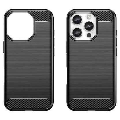 For iPhone 16 Pro Max Case Carbon Fiber Texture TPU Brushed Phone Cover