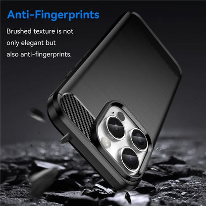 For iPhone 16 Pro Max Case Carbon Fiber Texture TPU Brushed Phone Cover