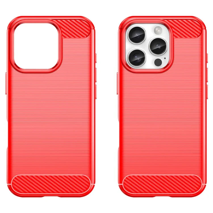For iPhone 16 Pro Max Case Carbon Fiber Texture TPU Brushed Phone Cover