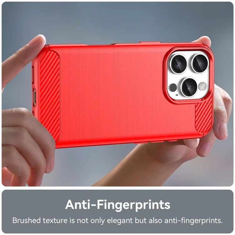 For iPhone 16 Pro Max Case Carbon Fiber Texture TPU Brushed Phone Cover