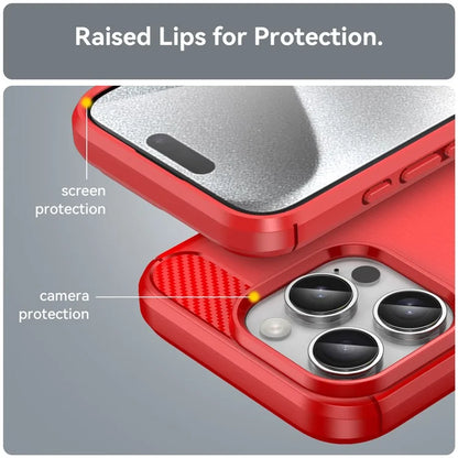 For iPhone 16 Pro Max Case Carbon Fiber Texture TPU Brushed Phone Cover