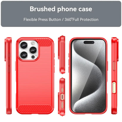 For iPhone 16 Pro Max Case Carbon Fiber Texture TPU Brushed Phone Cover