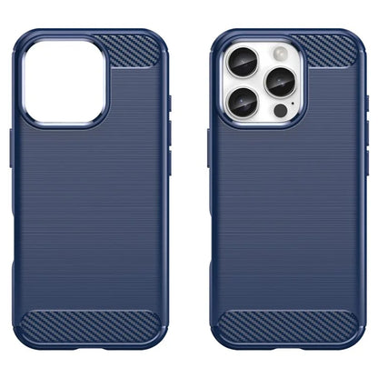 For iPhone 16 Pro Max Case Carbon Fiber Texture TPU Brushed Phone Cover