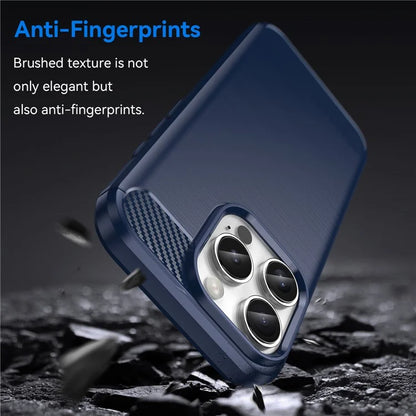 For iPhone 16 Pro Max Case Carbon Fiber Texture TPU Brushed Phone Cover