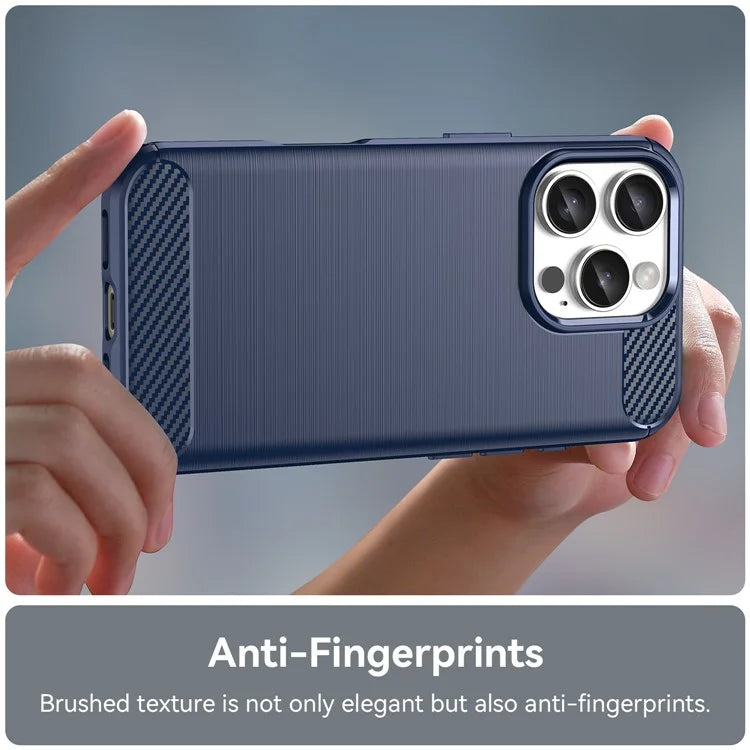 For iPhone 16 Pro Max Case Carbon Fiber Texture TPU Brushed Phone Cover