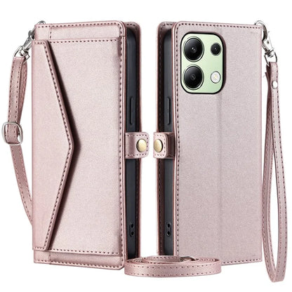 For Xiaomi Redmi Note 13 4G Leather Case Wallet Stand Phone Cover with Straps