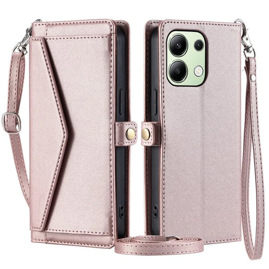 For Xiaomi Redmi Note 13 4G Leather Case Wallet Stand Phone Cover with Straps