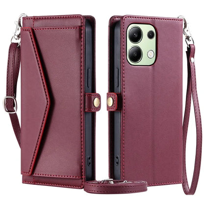 For Xiaomi Redmi Note 13 4G Leather Case Wallet Stand Phone Cover with Straps