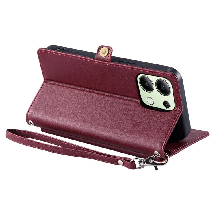 For Xiaomi Redmi Note 13 4G Leather Case Wallet Stand Phone Cover with Straps