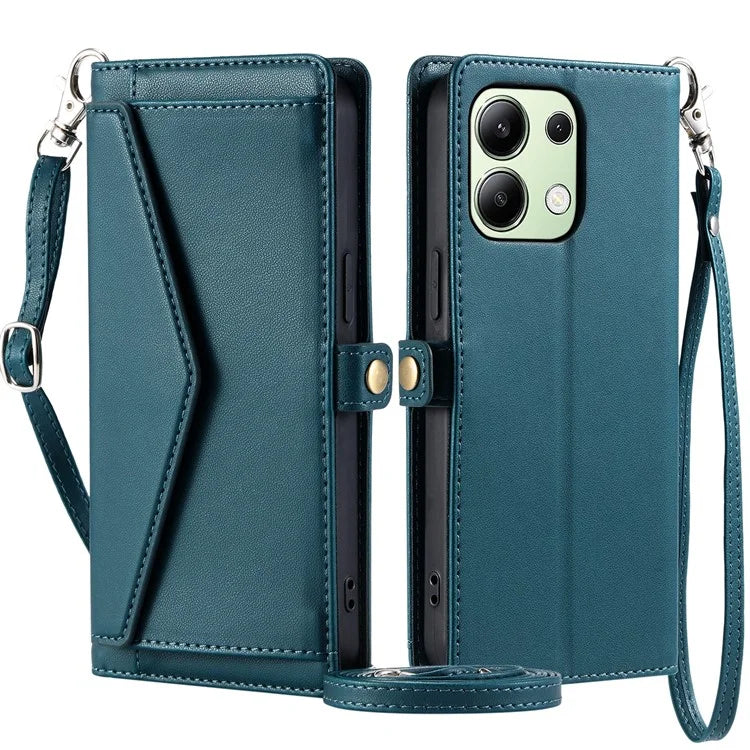 For Xiaomi Redmi Note 13 4G Leather Case Wallet Stand Phone Cover with Straps