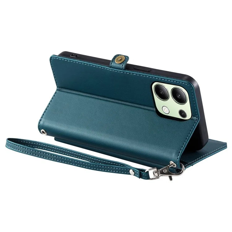 For Xiaomi Redmi Note 13 4G Leather Case Wallet Stand Phone Cover with Straps