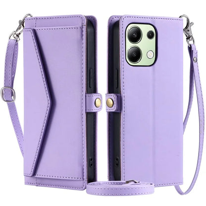 For Xiaomi Redmi Note 13 4G Leather Case Wallet Stand Phone Cover with Straps