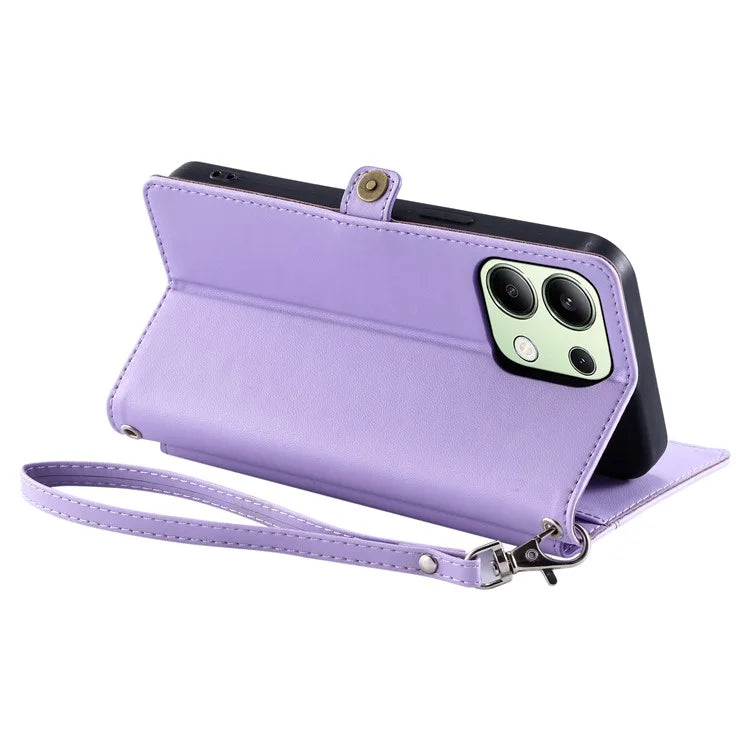 For Xiaomi Redmi Note 13 4G Leather Case Wallet Stand Phone Cover with Straps