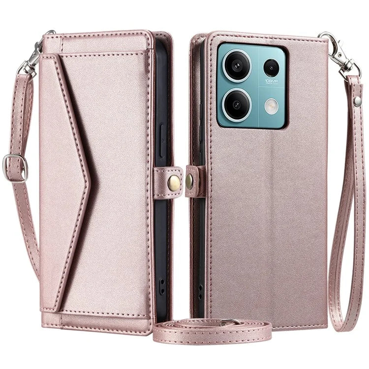 For Xiaomi Redmi Note 13 5G Leather Case Wallet Stand Phone Cover with Straps
