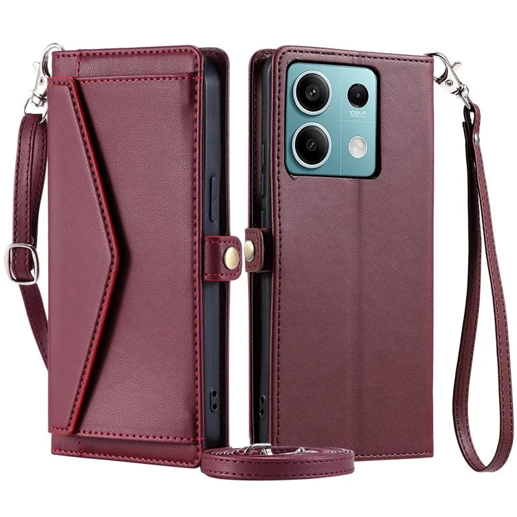 For Xiaomi Redmi Note 13 5G Leather Case Wallet Stand Phone Cover with Straps
