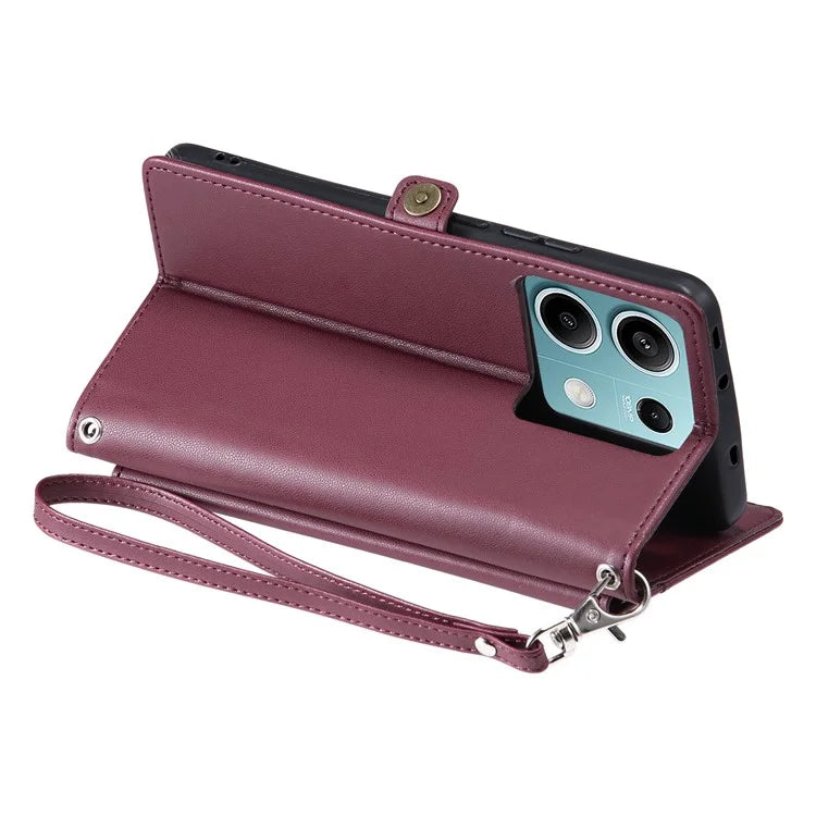 For Xiaomi Redmi Note 13 5G Leather Case Wallet Stand Phone Cover with Straps