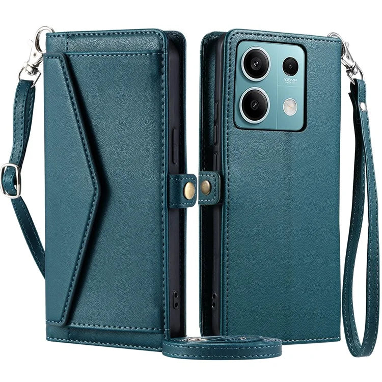 For Xiaomi Redmi Note 13 5G Leather Case Wallet Stand Phone Cover with Straps