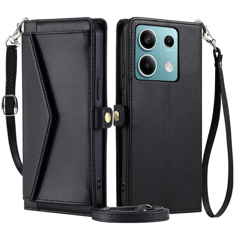 For Xiaomi Redmi Note 13 5G Leather Case Wallet Stand Phone Cover with Straps