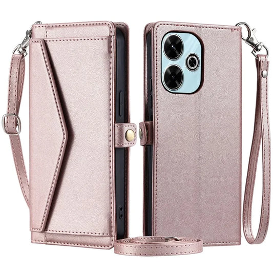 For Xiaomi Redmi 13 5G  /  4G Leather Case Wallet Stand Phone Cover with Straps
