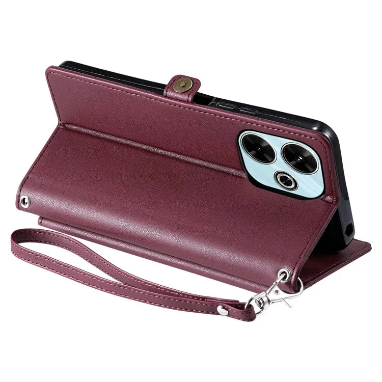 For Xiaomi Redmi 13 5G  /  4G Leather Case Wallet Stand Phone Cover with Straps
