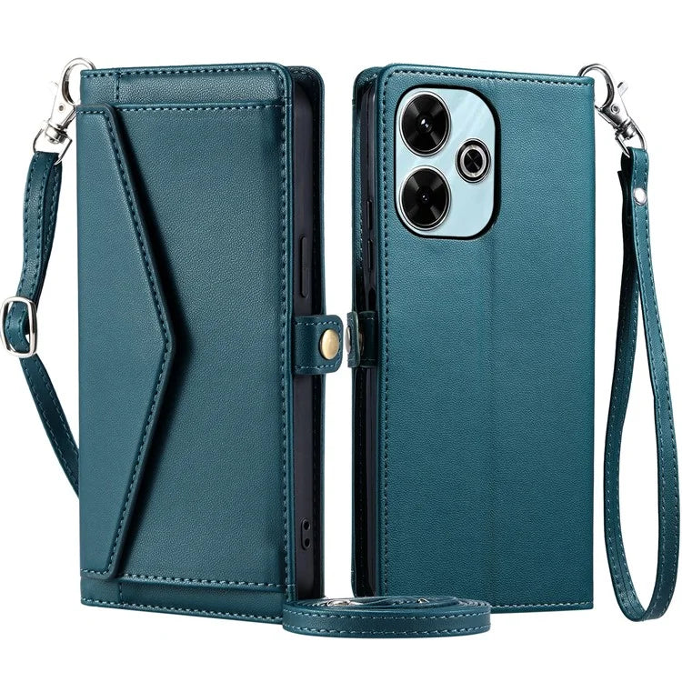 For Xiaomi Redmi 13 5G  /  4G Leather Case Wallet Stand Phone Cover with Straps