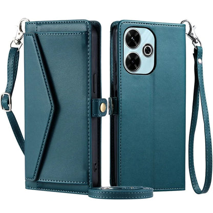 For Xiaomi Redmi 13 5G  /  4G Leather Case Wallet Stand Phone Cover with Straps