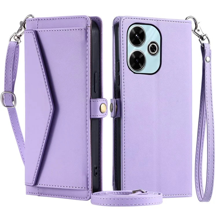 For Xiaomi Redmi 13 5G  /  4G Leather Case Wallet Stand Phone Cover with Straps