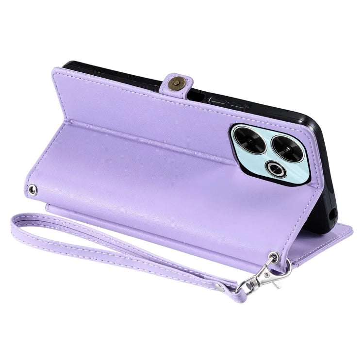 For Xiaomi Redmi 13 5G  /  4G Leather Case Wallet Stand Phone Cover with Straps