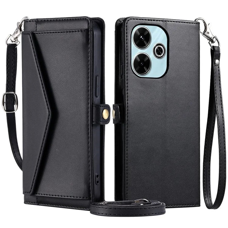 For Xiaomi Redmi 13 5G  /  4G Leather Case Wallet Stand Phone Cover with Straps