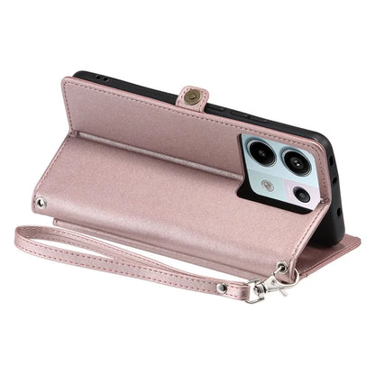 For Xiaomi Poco X6 5G  /  Redmi Note 13 Pro 5G Leather Case Wallet Stand Phone Cover with Straps