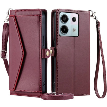 For Xiaomi Poco X6 5G  /  Redmi Note 13 Pro 5G Leather Case Wallet Stand Phone Cover with Straps
